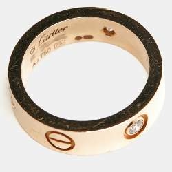 Cartier Love 3 Diamond 18K Rose Gold Band Ring Size 53