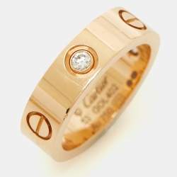 Cartier Love 3 Diamond 18K Rose Gold Band Ring Size 53