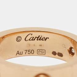Cartier Love 3 Diamond 18K Rose Gold Band Ring Size 53