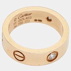 Cartier Love 3 Diamond 18K Rose Gold Band Ring Size 53