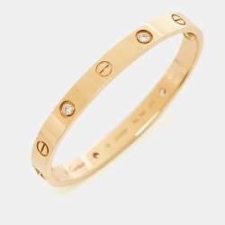 Cartier Love 4 Diamonds 18k Rose Gold Bracelet 16