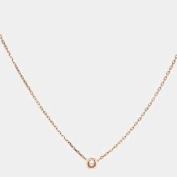 Pre Owned Cartier D'Amour Diamond 18k Rose Gold Large Model Chain Necklace
