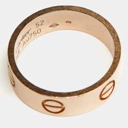 Cartier Love 18K Rose Gold Band Ring Size 52
