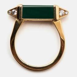 Cartier Les Berlingots de Cartier Malachite Diamonds 18k Yellow Gold Ring Size 58