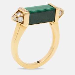 Cartier Les Berlingots de Cartier Malachite Diamonds 18k Yellow Gold Ring Size 58