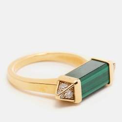 Cartier Les Berlingots de Cartier Malachite Diamonds 18k Yellow Gold Ring Size 58
