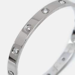 Pre Owned Cartier Love 10 Diamonds 18k White Gold Bracelet 17