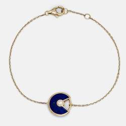 Cartier Amulette De Cartier  Diamond, Lapis Lazuli 18k Yellow Gold XS Model Bracelet