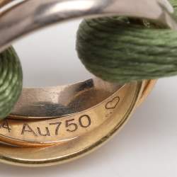 Pre Owned Cartier Trinity 18k Three Tone Gold Adjustable Green Cord Bracelet