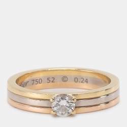 Cartier 18K Yellow, Rose, White Gold and Diamond Vendôme Louis Cartier Solitaire Ring EU 52