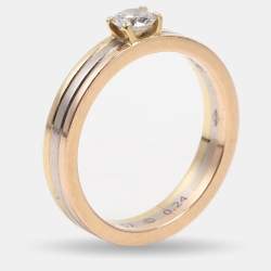 Cartier 18K Yellow, Rose, White Gold and Diamond Vendôme Louis Cartier Solitaire Ring EU 52