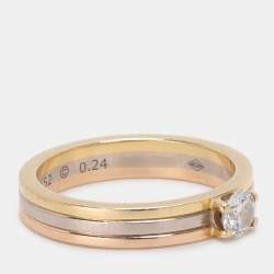 Cartier 18K Yellow, Rose, White Gold and Diamond Vendôme Louis Cartier Solitaire Ring EU 52