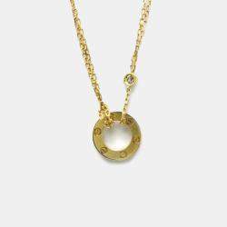 Pre Owned Cartier 18K Yellow Gold and Diamond Love Pendant Necklace