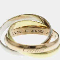 Pre Owned Cartier 18K Yellow, Rose, White Gold Trinity Band Ring EU 49