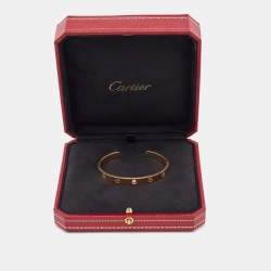 Pre Owned Cartier Love Pink Sapphire 18k Rose Gold Open Cuff Bracelet 17