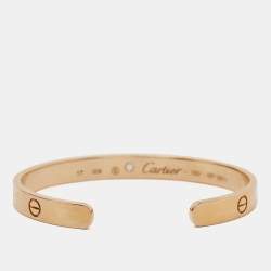 Pre Owned Cartier Love Pink Sapphire 18k Rose Gold Open Cuff Bracelet 17