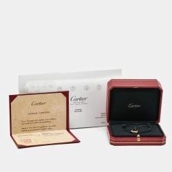 Pre Owned Cartier Trinity 18k Three Tone Gold Black Cord Adjustable Bracelet