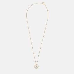 مملوكة مسبقًا Cartier Amulette De Cartier Mother of Pearl Diamond 18k Yellow Gold XS Model Necklace