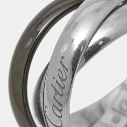 Cartier Trinity 18k White Gold Ceramic Ring Size 50