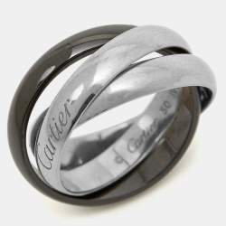 Cartier Trinity 18k White Gold Ceramic Ring Size 50