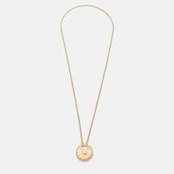 Cartier Amulette De Cartier Diamond 18k Rose Gold Guilloche Large Model Necklace