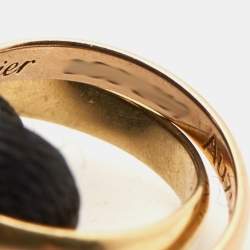 مملوكة مسبقًا Cartier Trinity 18k Three Tone Gold Black Cord Adjustable Bracelet