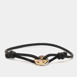 مملوكة مسبقًا Cartier Trinity 18k Three Tone Gold Black Cord Adjustable Bracelet