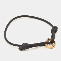 مملوكة مسبقًا Cartier Trinity 18k Three Tone Gold Black Cord Adjustable Bracelet
