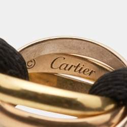 مملوكة مسبقًا Cartier Trinity 18k Three Tone Gold Black Cord Adjustable Bracelet