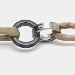 Pre Owned Cartier Love Ceramic Diamonds 18k White Gold Adjustable Cord Bracelet