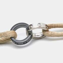 Pre Owned Cartier Love Ceramic Diamonds 18k White Gold Adjustable Cord Bracelet
