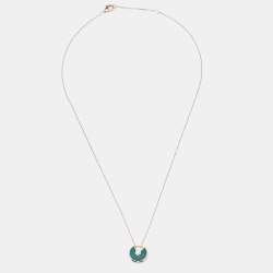 مملوكة مسبقًا Cartier Amulette De Cartier Diamond Malachite 18k Rose Gold XS Motif Necklace