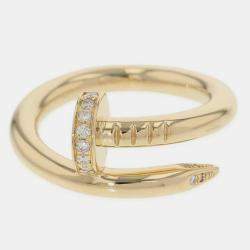 Cartier 18K Yellow Gold and Diamond Juste Un Clou Ring EU 49