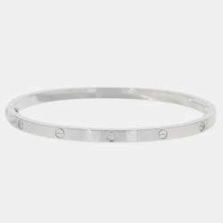 Cartier 18K White Gold and Diamond Love Bangle Bracelet 