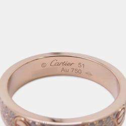 Cartier 18K Rose Gold and Diamond Love Band Ring EU 51