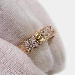 Cartier 18K Rose Gold and Diamond Love Band Ring EU 51