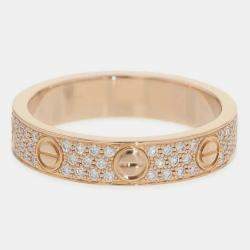 Cartier 18K Rose Gold and Diamond Love Band Ring EU 51