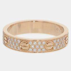 Cartier 18K Rose Gold and Diamond Love Band Ring EU 51
