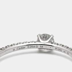 Pre Owned Cartier Etincelle de Cartier Diamonds Platinum Ring Size 54