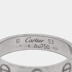 Cartier Love 18k White Gold Wedding Band Ring Size 53