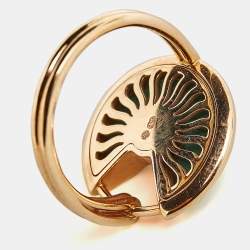Pre Owned Cartier Amulette De Cartier Malachite Diamond 18k Rose Gold Ring Size 51