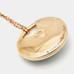 Pre Owned Cartier Amulette De Cartier Diamonds Malachite 18k Rose Gold Long Necklace