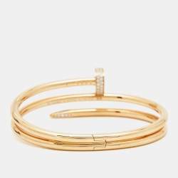 Pre Owned Cartier Juste Un Clou Diamonds 18k Rose Gold Double Bracelet 16