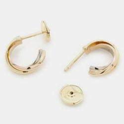Pre Owned Cartier 18K White, Yellow, Rose Gold Trinity Earrings