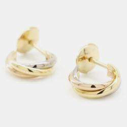 Pre Owned Cartier 18K White, Yellow, Rose Gold Trinity Earrings