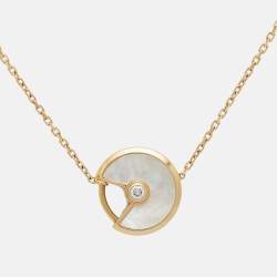 Pre Owned Cartier Amulette De Cartier Mother of Pearl Diamond 18k Yellow Gold XS Model Bracelet