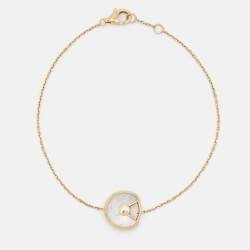 Pre Owned Cartier Amulette De Cartier Mother of Pearl Diamond 18k Yellow Gold XS Model Bracelet