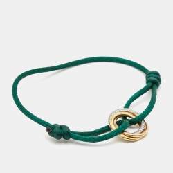 Cartier Trinity Diamonds 18k Three Tone Gold Adjustable Cord Bracelet