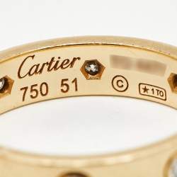 Cartier Love 8 Diamond 18k Yellow Gold Small Model Wedding Band Ring 51
