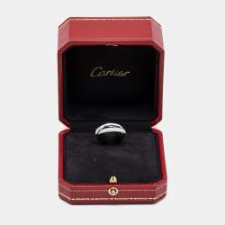 Cartier Trinity Diamond 18K White Ceramic Rolling Ring Size 52